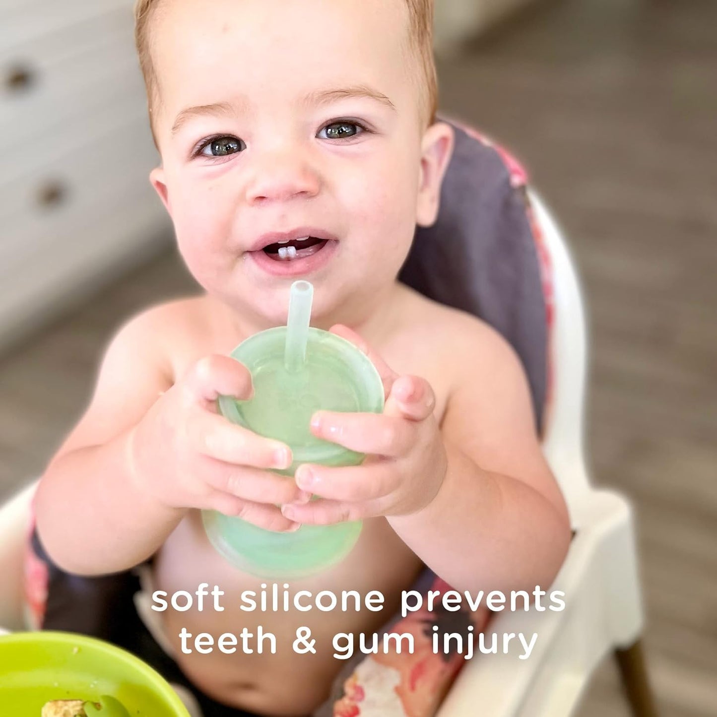 Olababy Silicone Training Cup with Straw Lid | Babies Water Drinking Cup | 6+ Mo Infant To 12-18 Months Toddler | Sippy Cup For Kids & Smoothie Cup | Baby Led Weaning (Coral, 5 oz)