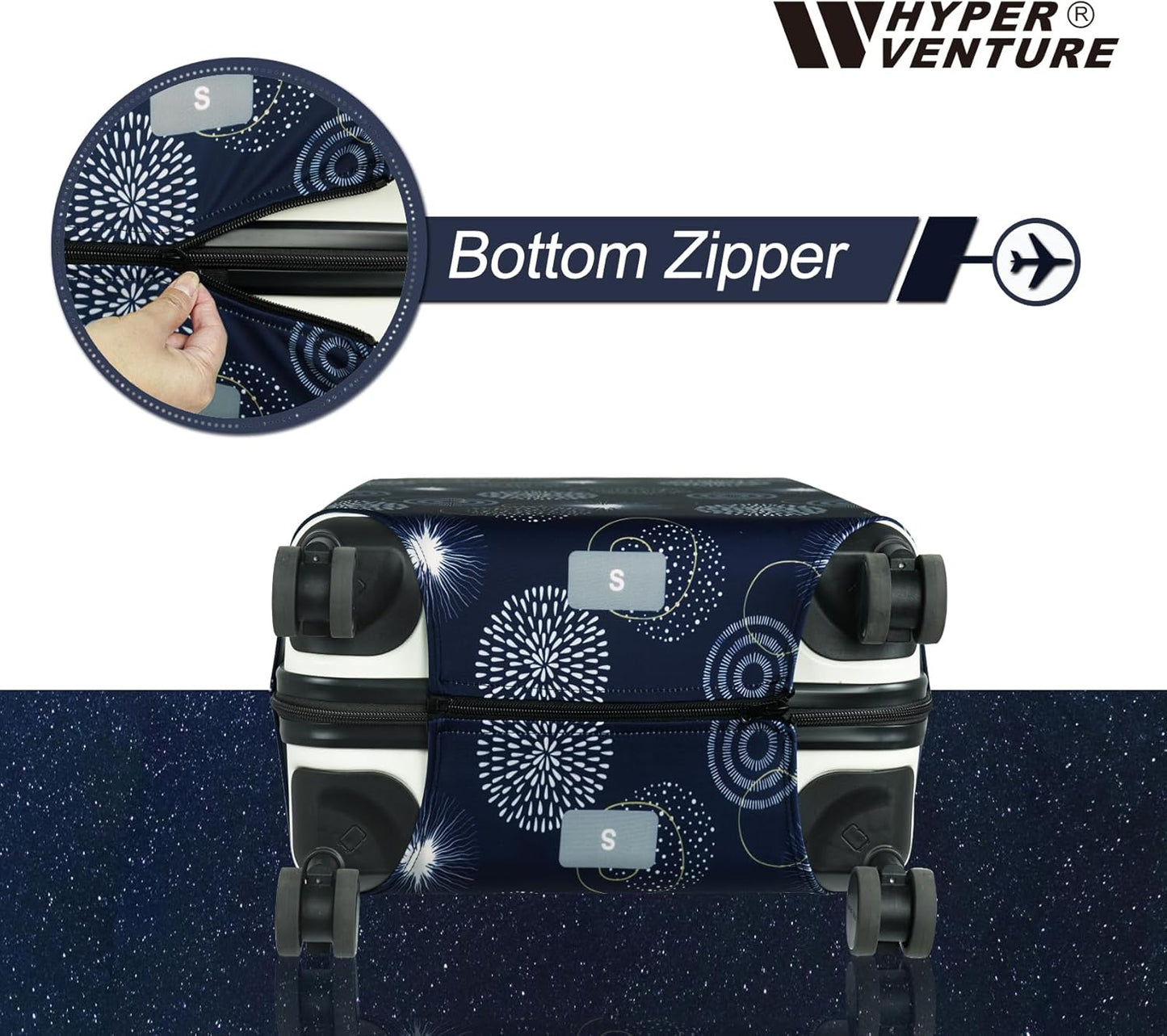 HYPER VENTURE Washable Luggage Cover - Fashion Suitcase Protector Fits 27-30 Inch Luggage (Sparkler, L)