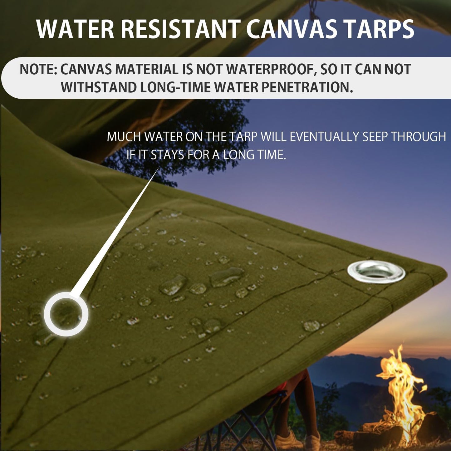 FoundGo Canvas Tarp 8'*10' Heavy Duty Waterproof Tarps with Grommets, UV Resistant, 22 Mil Tarpaulin,14 oz Durable Cloth Covers for Car, Roof, Boat, Camp, Canopy, Woodpile with Ropes.8'*10'