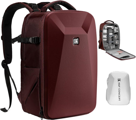 K&F Concept Camera Backpack,Hardshell Photography DSLR Camera Bag with 15-15.6 Inch Laptop Compartment Waterproof Hard Shell Camera Case Compatible with Canon/Nikon/Sony/DJI Mavic Drone