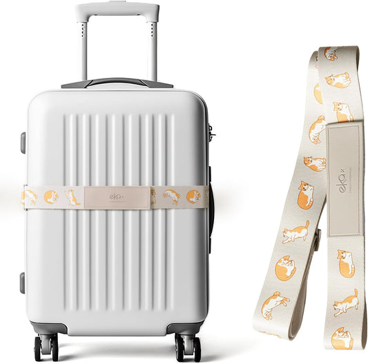 Luggage Straps for Suitcases,Adjustable Luggage Elastic Belt, Travel Essentials for Airport,Station, Vibrant Designs,(Orange Tabby)