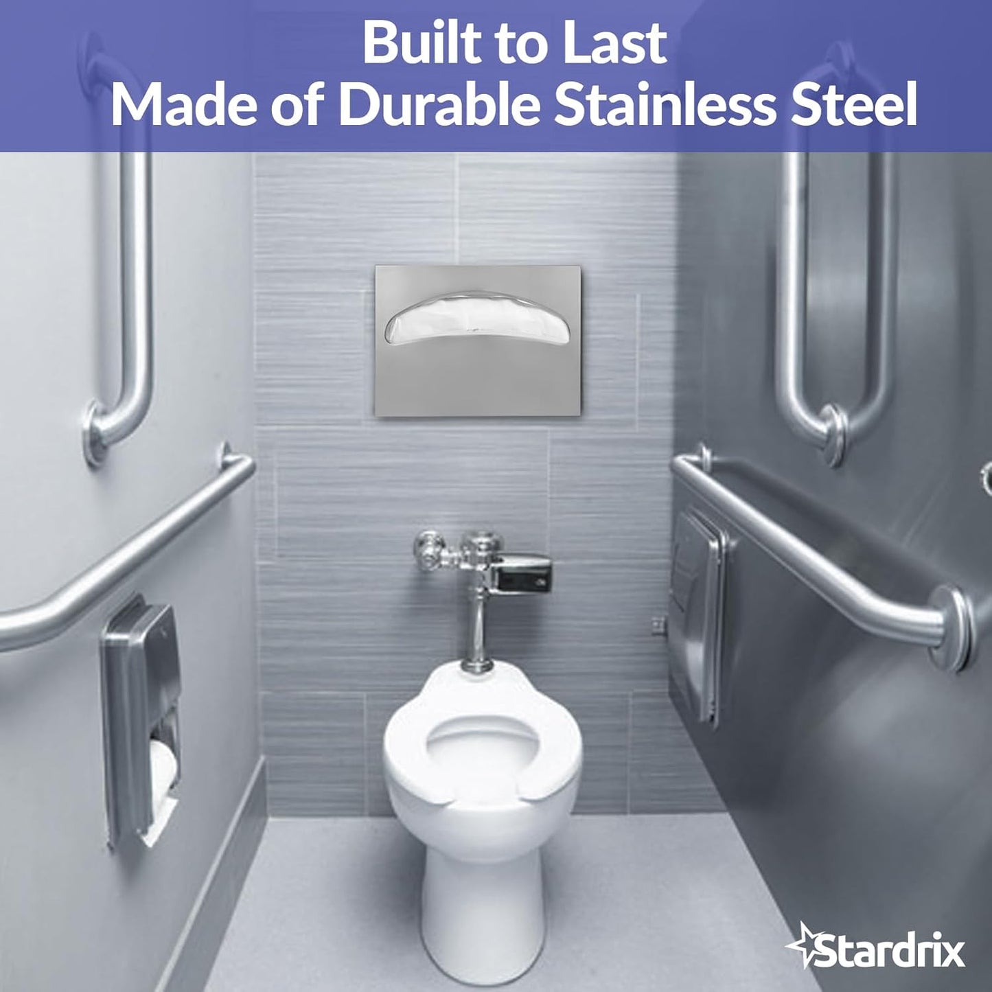 Stainless Steel Toilet Seat Cover Dispenser, Wall Mount Single or 1/2 Fold Large Capacity Toilet Seat Covers Holder for Commercial and Residential, Brushed