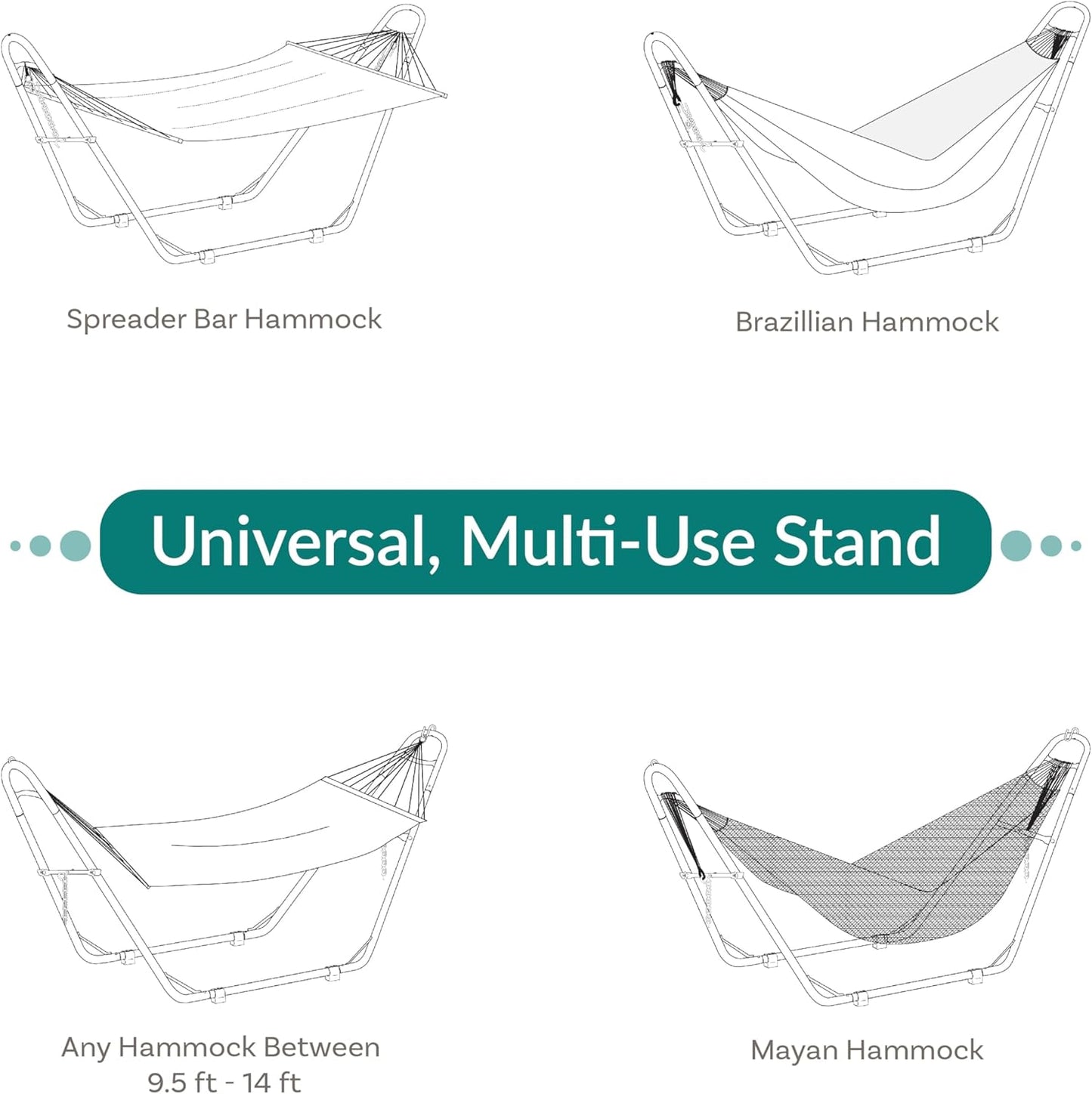 Sunnydaze Universal Double Hammock Stand Only - 550-Pound Capacity - Heavy-Duty Hammock Stand for Outside - Fits 9 to 14 Foot Hammocks - Blue