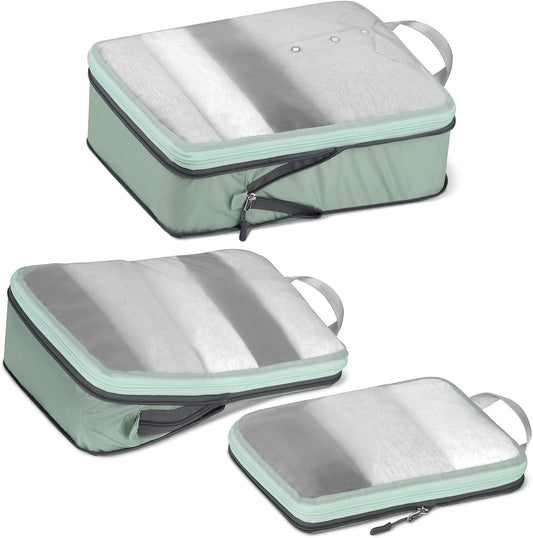 Cipway Mesh Compression Packing Cubes, Ultralight See Through Luggage Organizer Bags, Travel Essentials for Carry on Suitcase（3 Pcs,Sage Green）