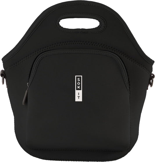 Sok It LunchTote Zippered Bag Insulated Neoprene Caddy (Black, X-Large 6.5 Quart Lunch Tote)