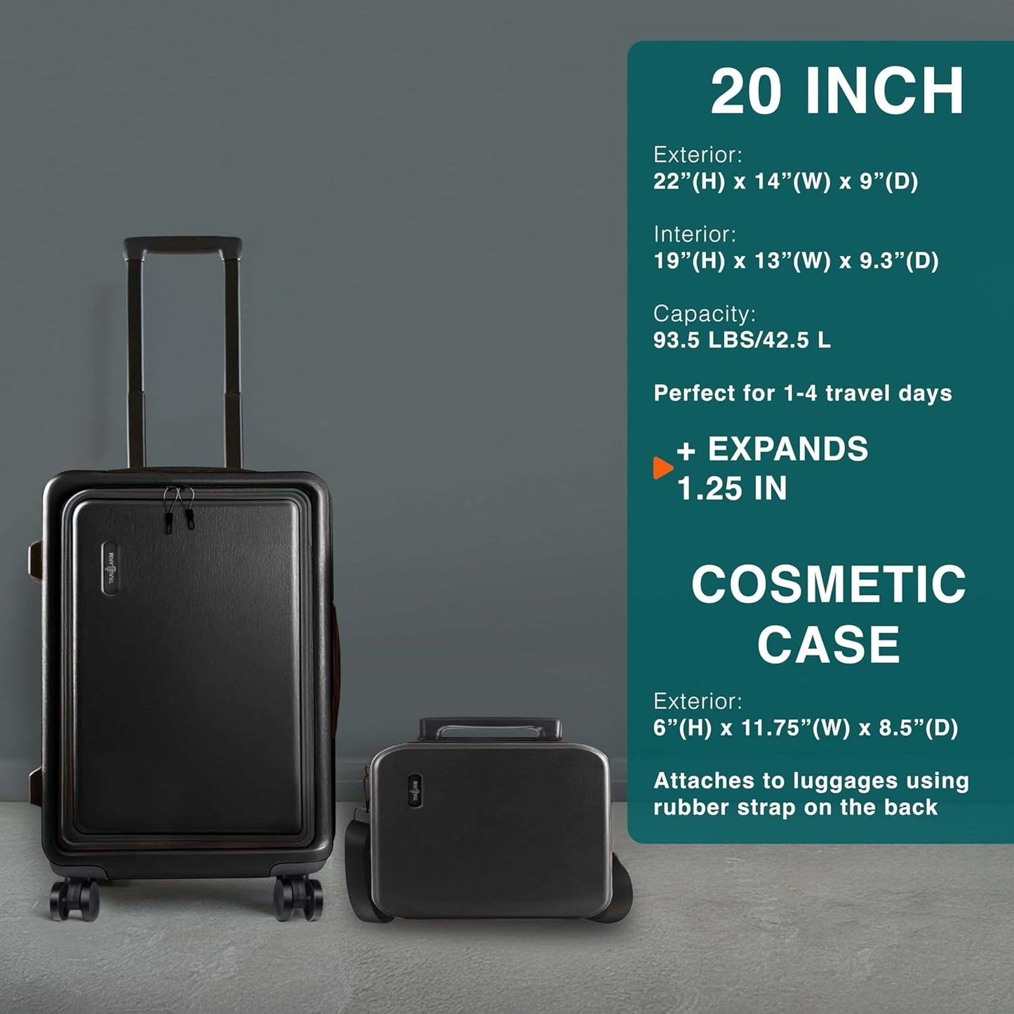 Luggage Sets 3 Piece, 22 Inch Carry on Luggage and 28 Inch Suitcases with Wheels Spinner, Durable Hard Shell Suitcase Set, Expandable Travel Suitcase, Black