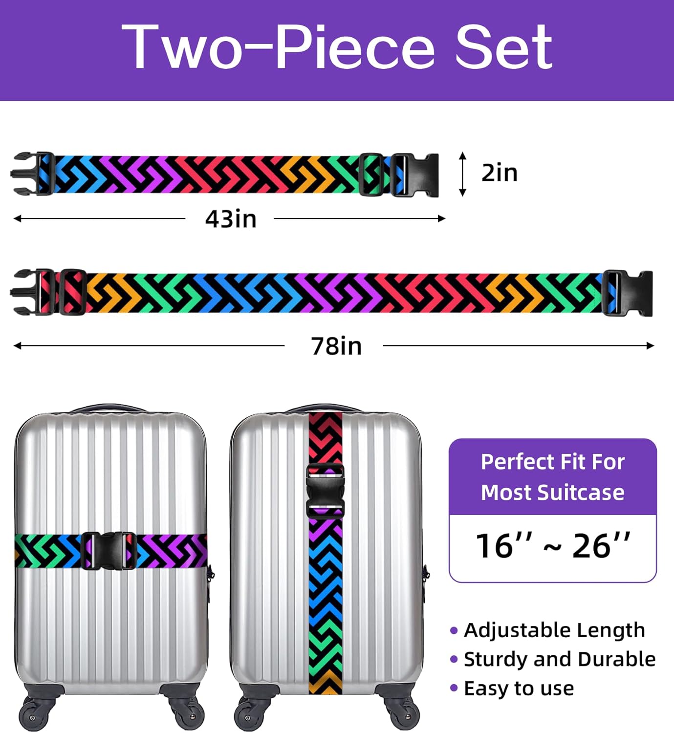 Luggage Straps for Suitcases Travel Belt Luggage Band Heavy Duty Traveling Luggage Identifier Cute Women Girls Unique Accesory,
