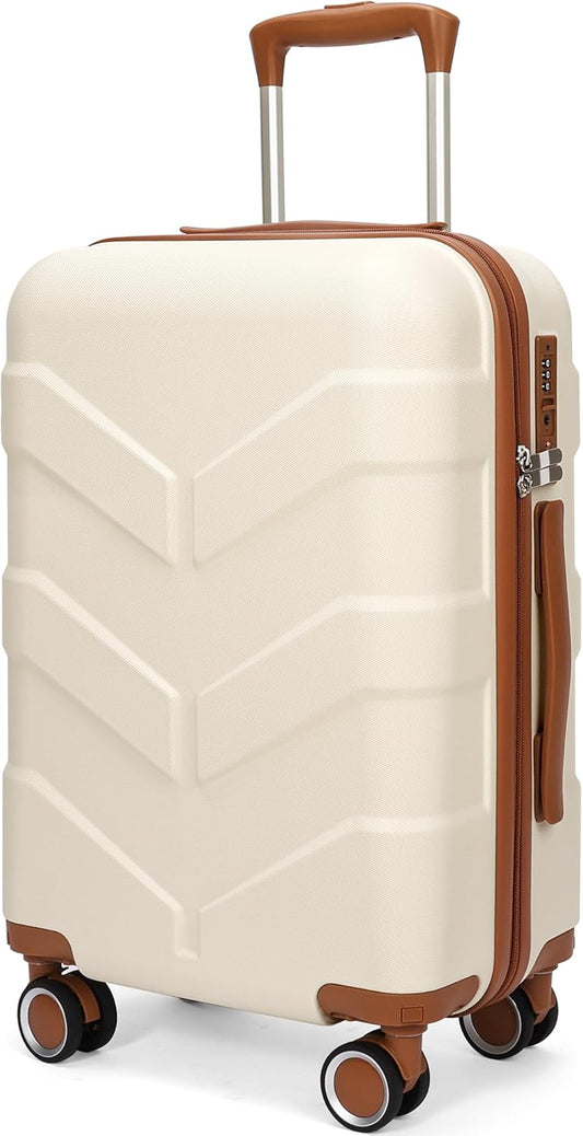 Hardside Carry On Luggage 22x14x9 Airline Approved with Spinner Wheels, Lightweight 20-inch Carry-On Suitcase for Men & Women, White