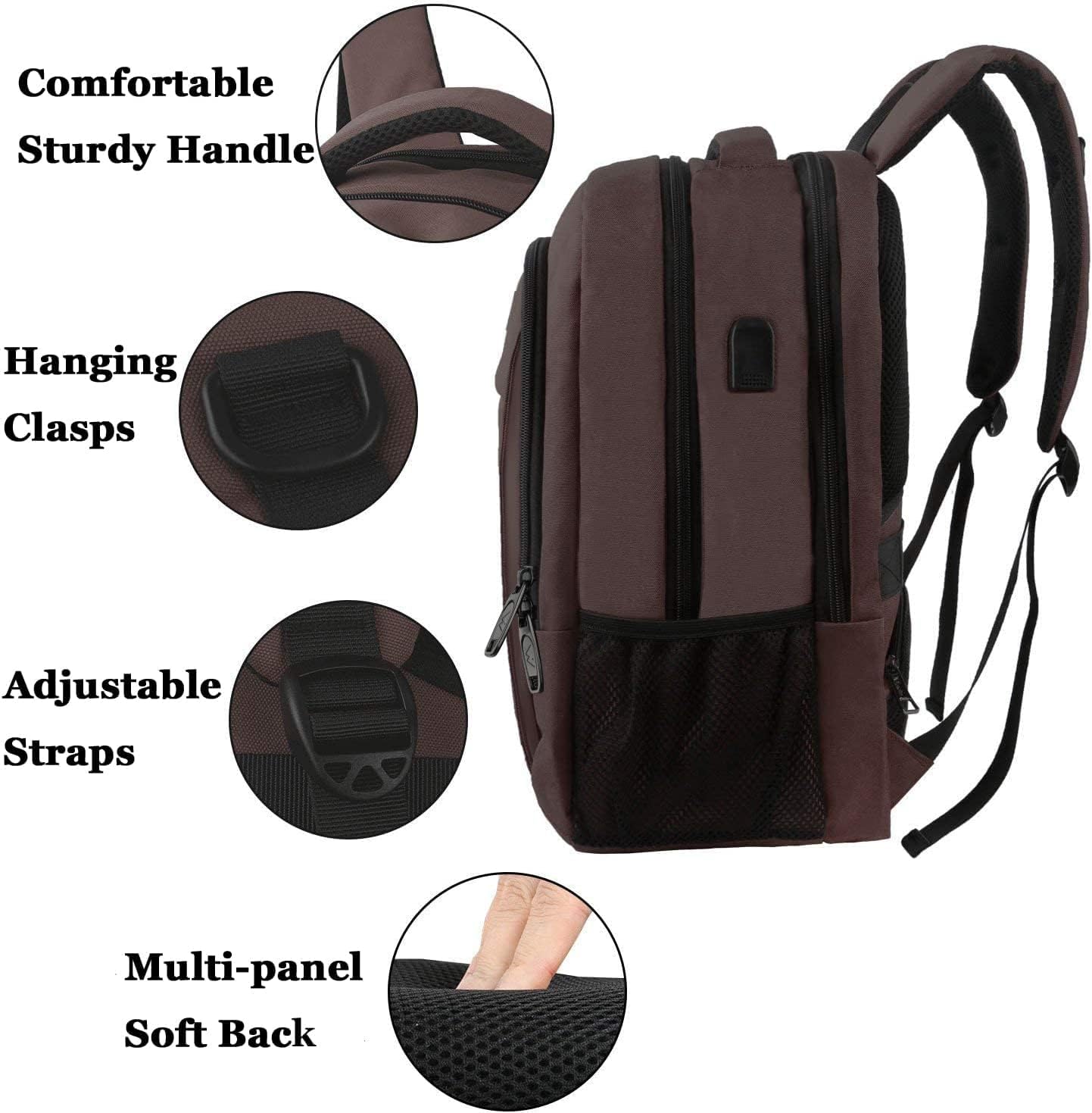 MATEIN 15-inch Laptop Backpack, School Backpack with USB for Men Women and College Student, Sturdy Laptop Bag for Laptop Accessories Water Resistant Travel Backpack Functional Birthday Gifts