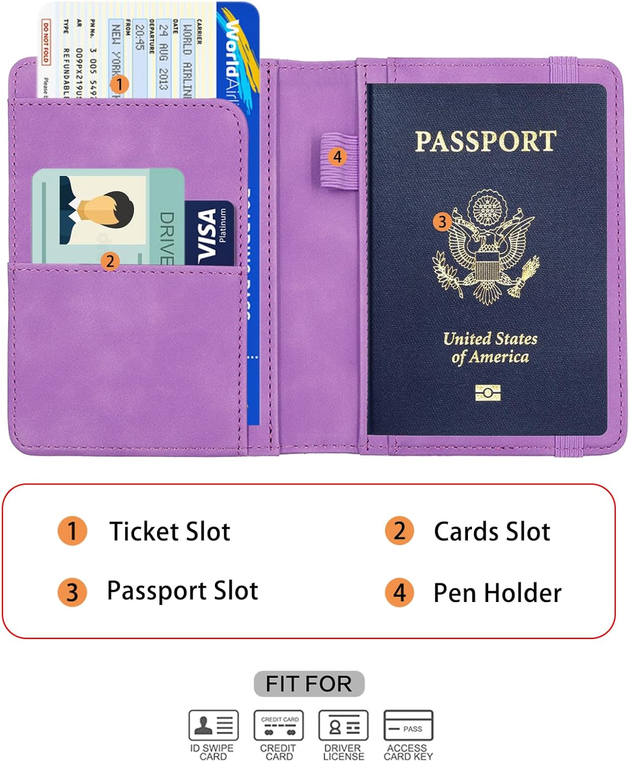 Melsbrinna Premium Leather Passport Holder Covers Case, Waterproof Rfid Blocking Travel Wallet Passport Holder with Pen Holder, Cute Passport Book for Women/Men