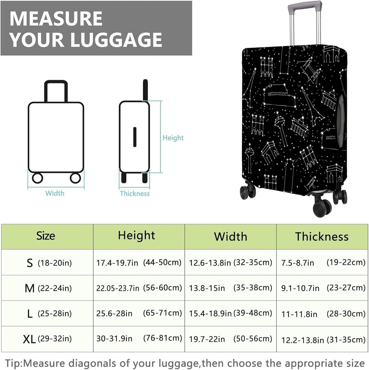 Travel Luggage Cover Suitcase Protector Fits 18-32 Inch Wheel Covers PatternedTravel Related Items Flower Luggage Protector Elastic XL