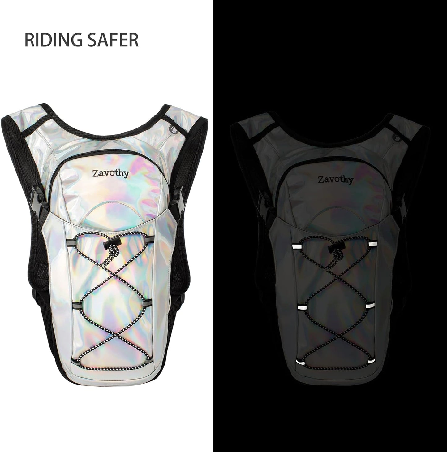 Reflective Hydration Backpack, Hydration Pack - Water Backpack with 2L/3L Hydration Bladder, Essential for Festivals - Rave Hydration Pack for Hiking, Running, Cycling, and Festivals