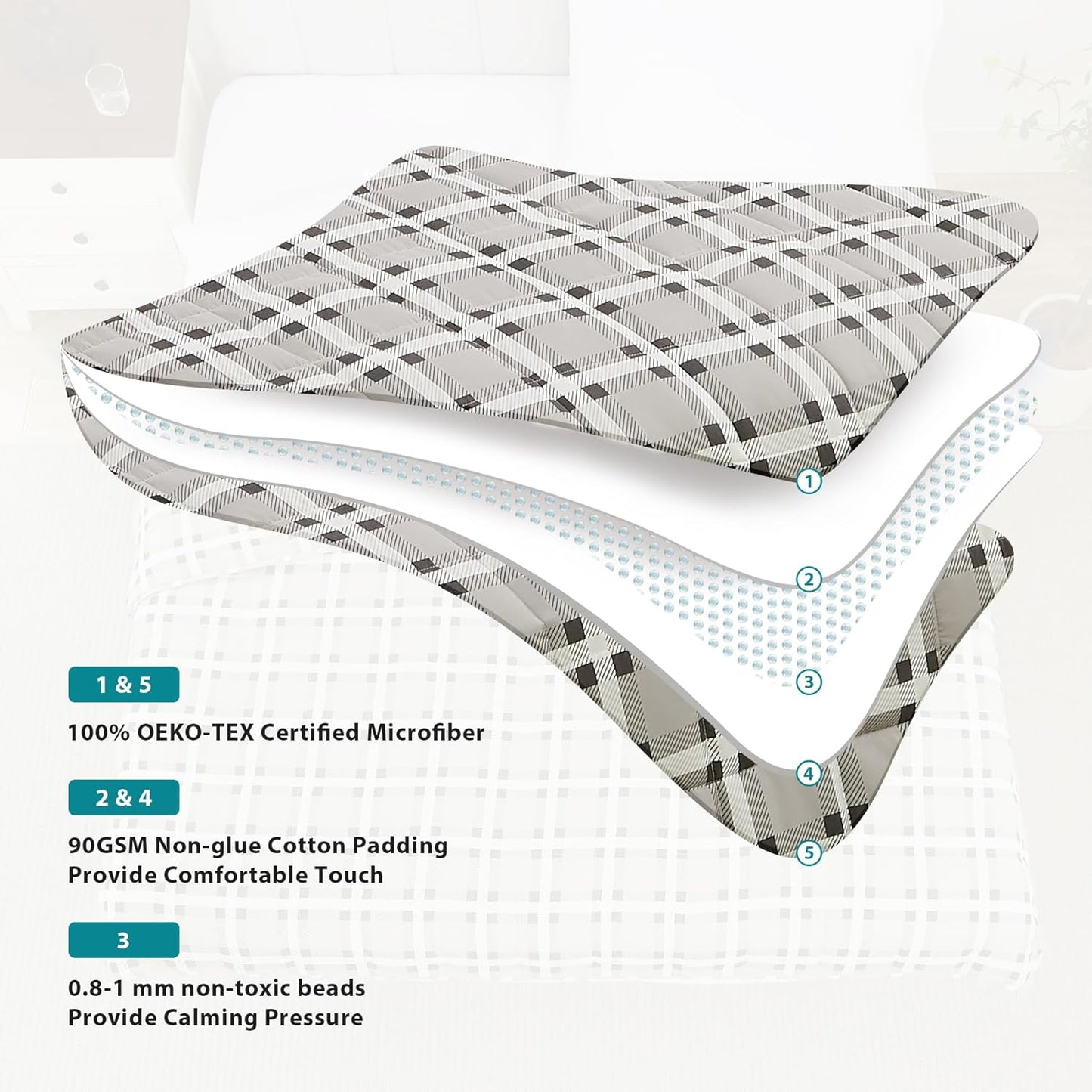 L'AGRATY Weighted Blanket - 60"x80" 25lbs Cooling Breathable Heavy Blanket Microfiber Material with Glass Beads for Adult All-Season Summer Fall Winter Soft Thick Comfort