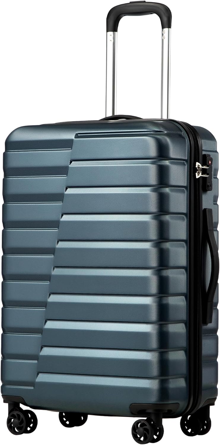 Coolife Carry On Luggage Airline Approved with Wheels Hard Shell Suitcase Spinner TSA Lock Telescopic Handle (20-inch-Teal blue)