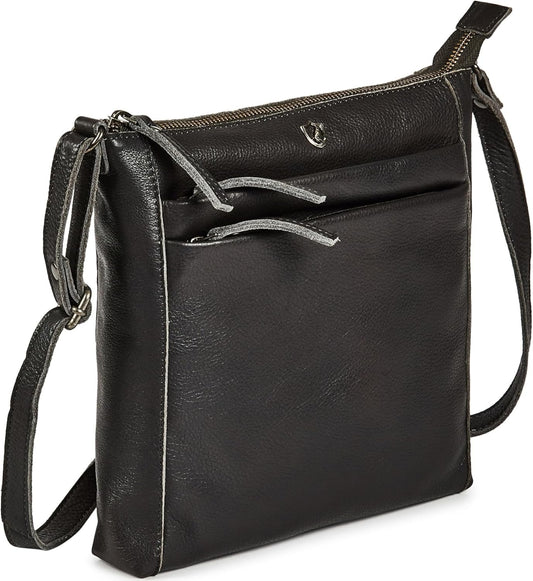 Small Soft Genuine Leather Crossbody Purse Women’s Sling Crossover Shoulder Travel Handbag with Triple Zipper