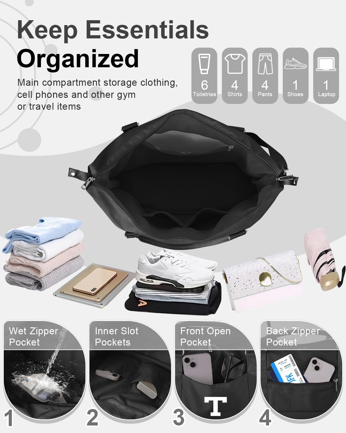 Initial Travel Duffel Bag Sports Gym Bag for Boys Teen Birthday Gifts,Black Personalized Weekender Bag Carry On Tote Bags for Men,Waterproof Overnight Luggage Bag Airplane Travel Essentials(Letter T)