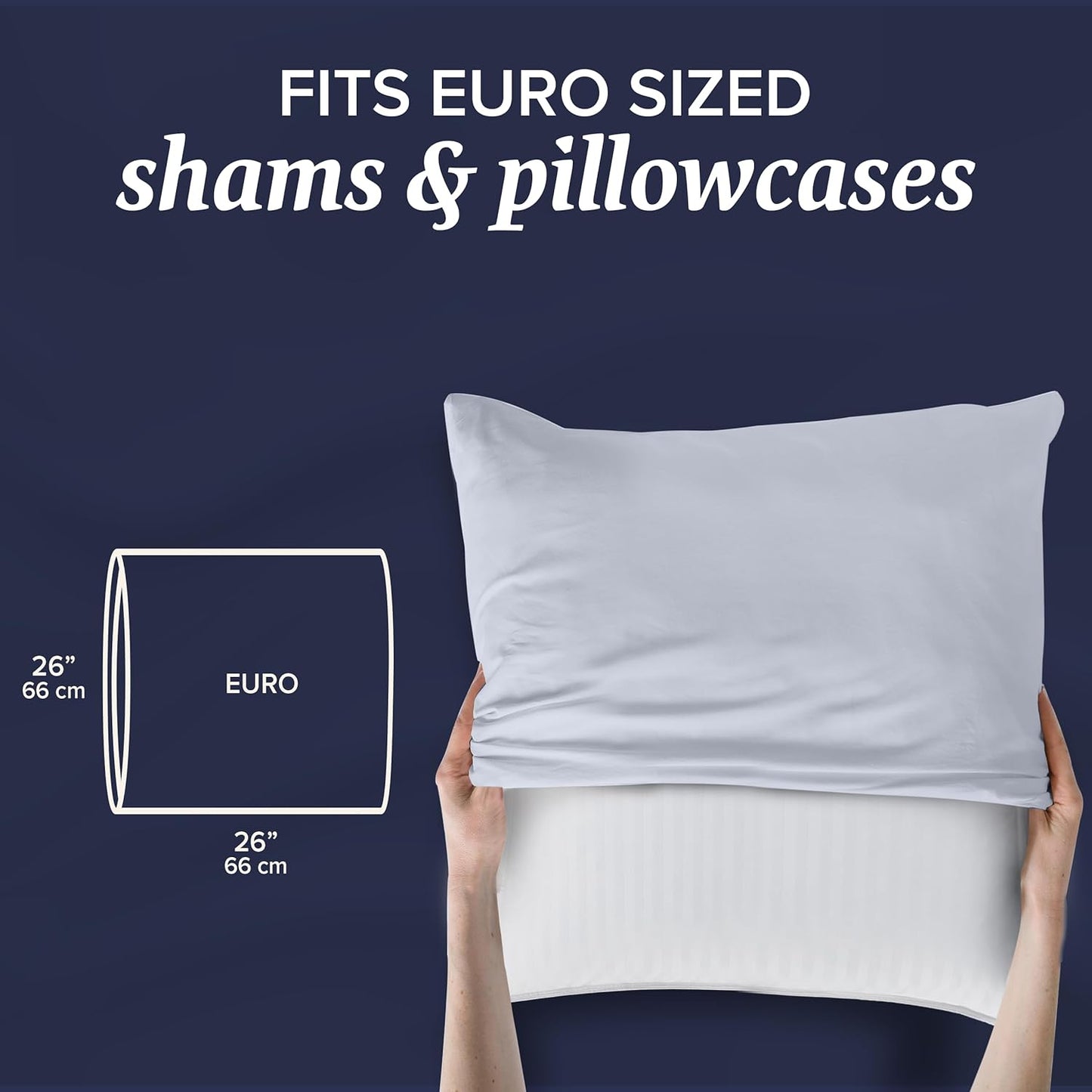 Beckham Hotel Collection Euro Size Throw Pillows (Set of 2), 26 x 26 Down Alternative Pillow Insert for Bed, Couch, and Sofa