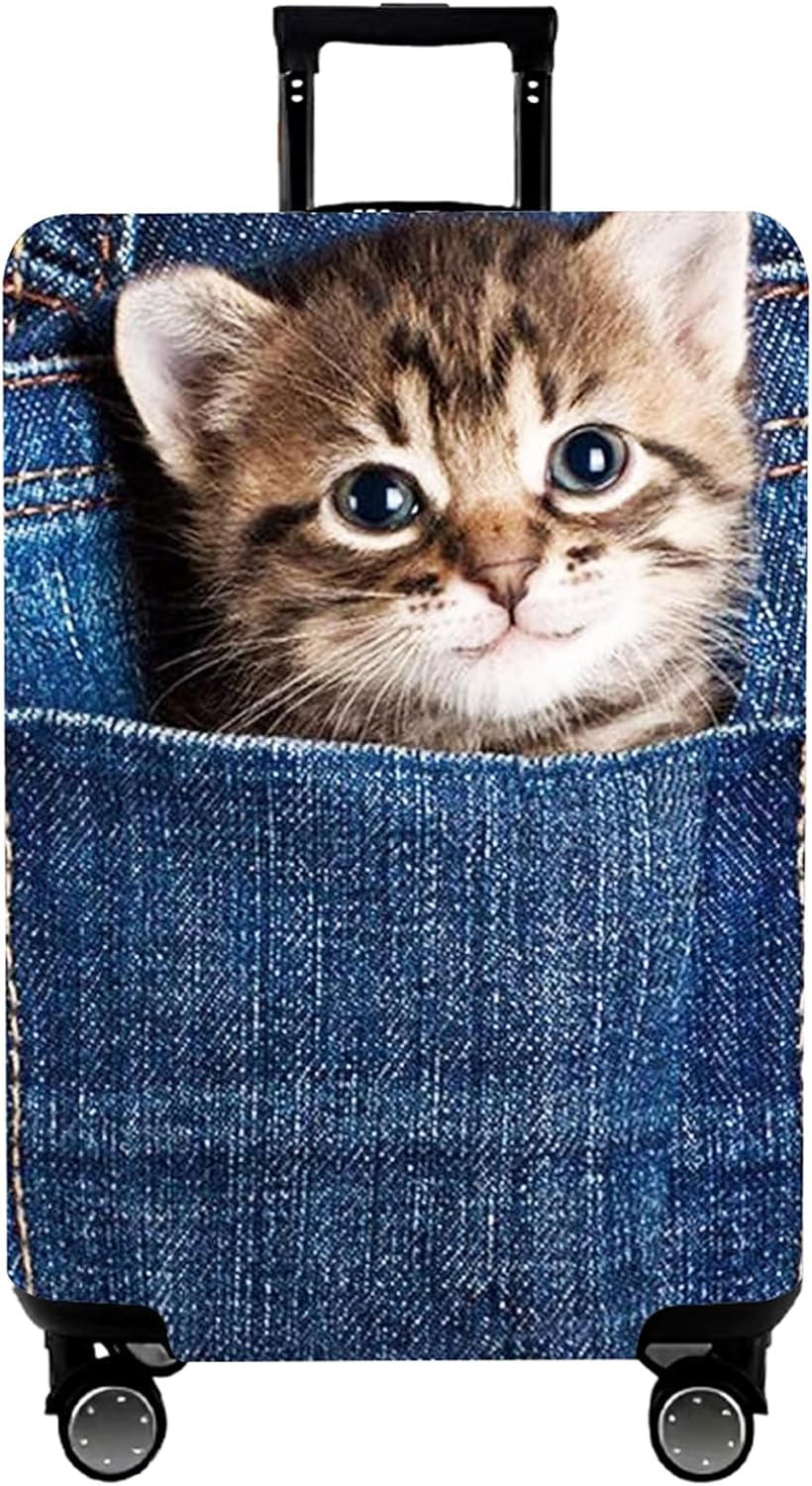 WUJIAONIAO Travel Luggage Cover Baggage Suitcase Cover Protector Skins 18-32 Inch (Cat B, S (for 18-20 inch luggage))