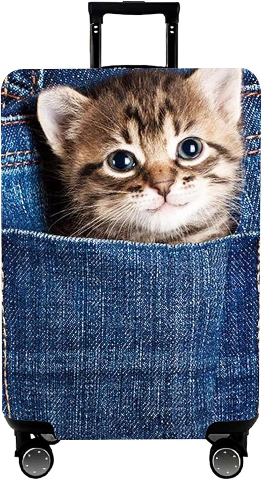 WUJIAONIAO Travel Luggage Cover Baggage Suitcase Cover Protector Skins 18-32 Inch (Cat B, S (for 18-20 inch luggage))