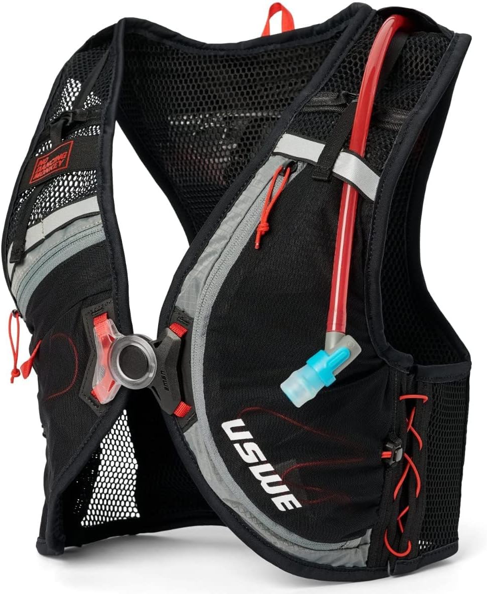 USWE Rush 8L Bike Hydration Vest, Adjustable Chest Straps Running Hydration Vest, 2.0L Hydration Bladder, Mountain Biking, Gravel & Cycling with Reflective Details, Men & Women