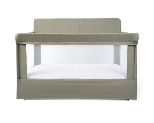 Baby Delight Lunaire Full Size Crib | Breathable Mesh Baby Crib | Tool-Free Assembly Baby Bed | 100% GOTS Certified Organic Cotton Fabric | Organic Sage