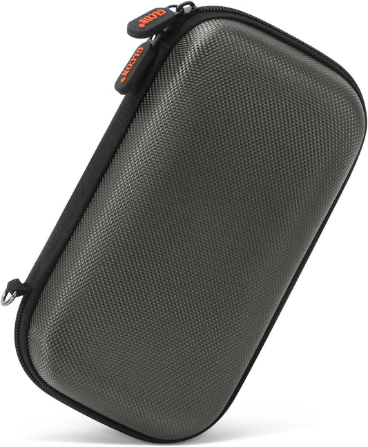 GLCON Dustproof Carrying Case Electronic Accessories Cable Organizer - Portable Small Travel Charger Case Power Bank Phone Pouch - Double Zippers Wallet Hard EVA Storage Carry Bag - Silver Grey