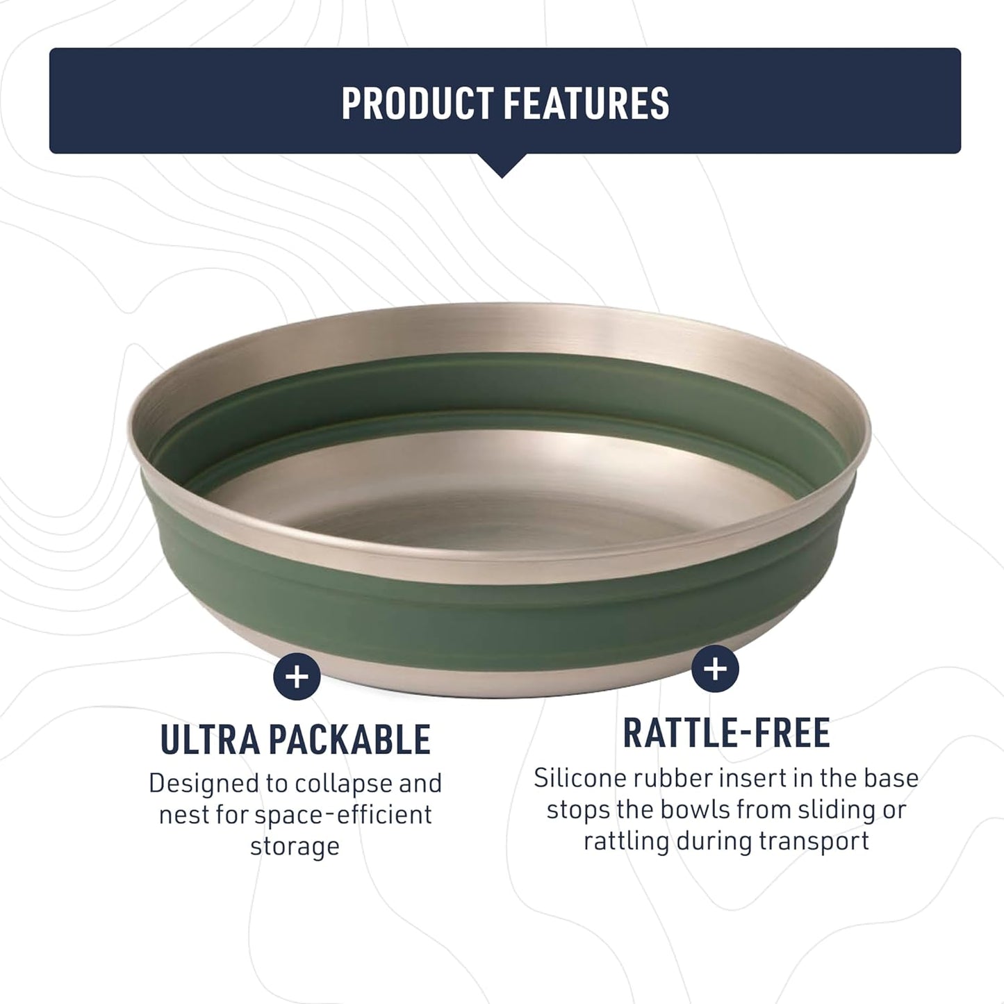 Sea to Summit Detour Stainless Steel Collapsible Bowl, Large (31 fl oz), Moonstruck Grey