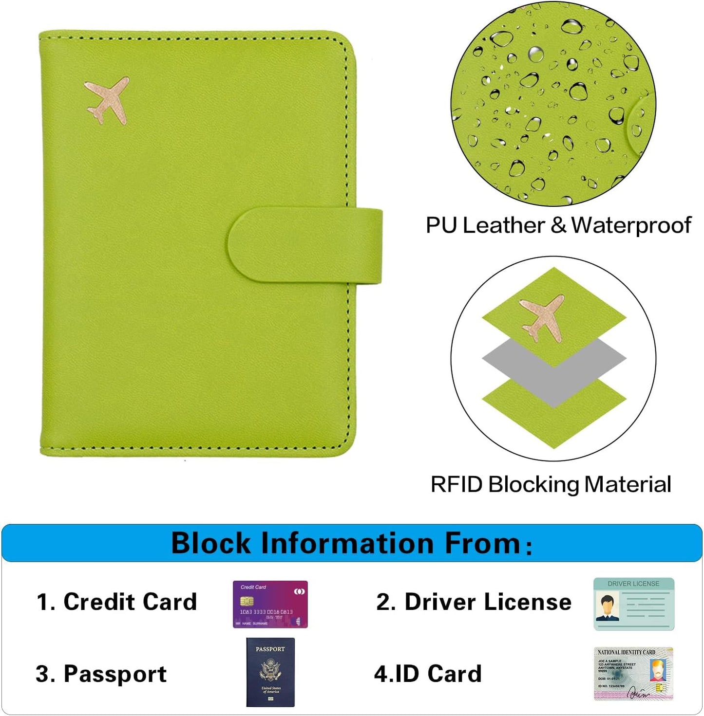Melsbrinna Premium Leather Passport Holder Covers Case, Waterproof Rfid Blocking Travel Wallet Passport Holder with Pen Holder, Cute Passport Book for Women/Men