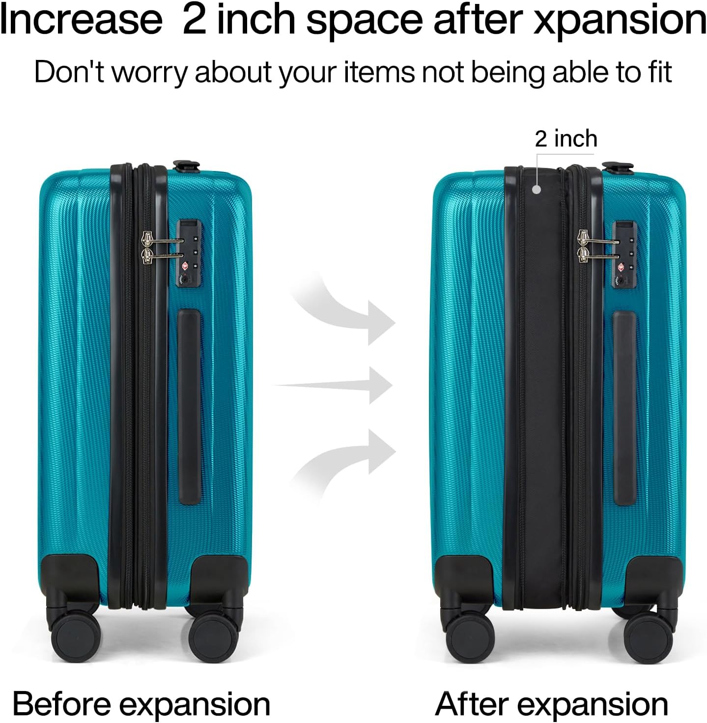 Hanke 29 Inch Expandable Checked Luggage Lightweight PC Hard Shell Luggage Suitcases with Wheels Tsa Luggage Rolling Large Suitcase Travel Luggage Bag for Study Abroad(Caribbean Blue)