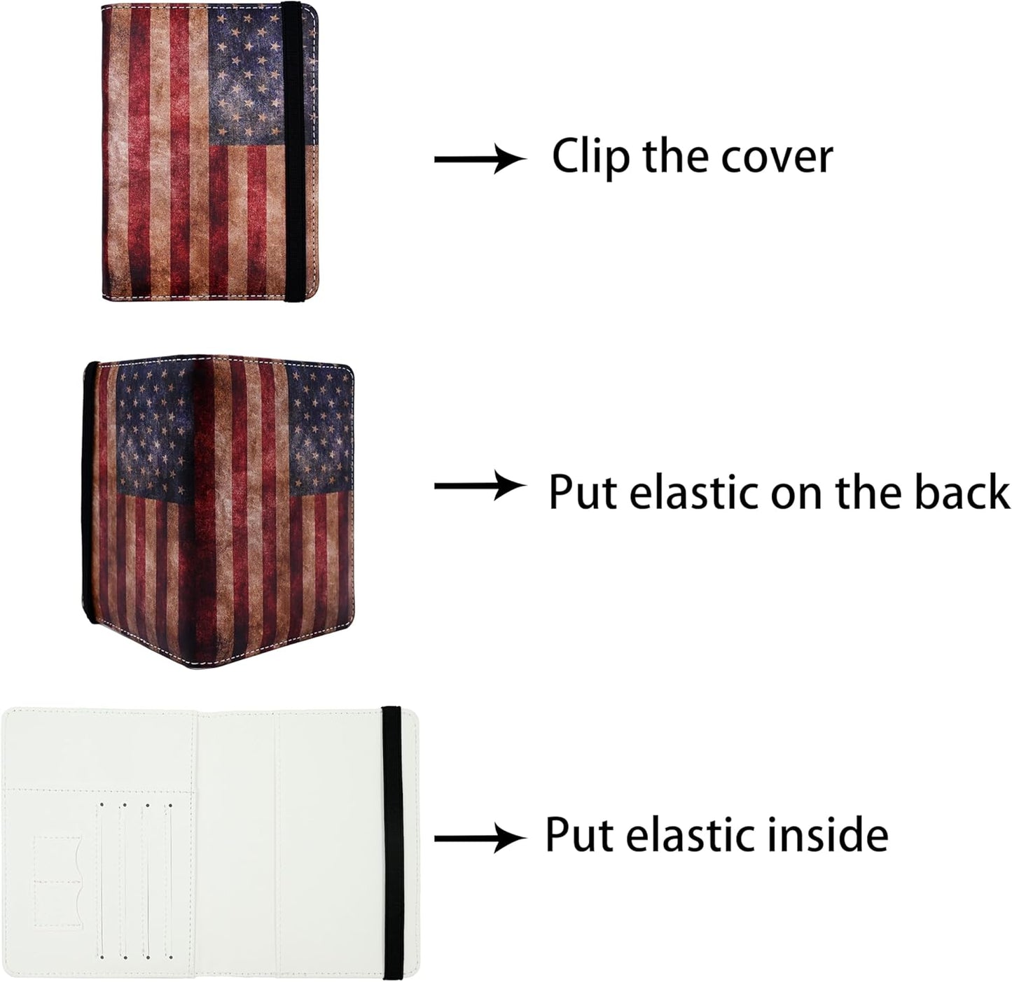 Passport Holder for Women and Men PU Leather Passport Cover for Travel (American Flag)