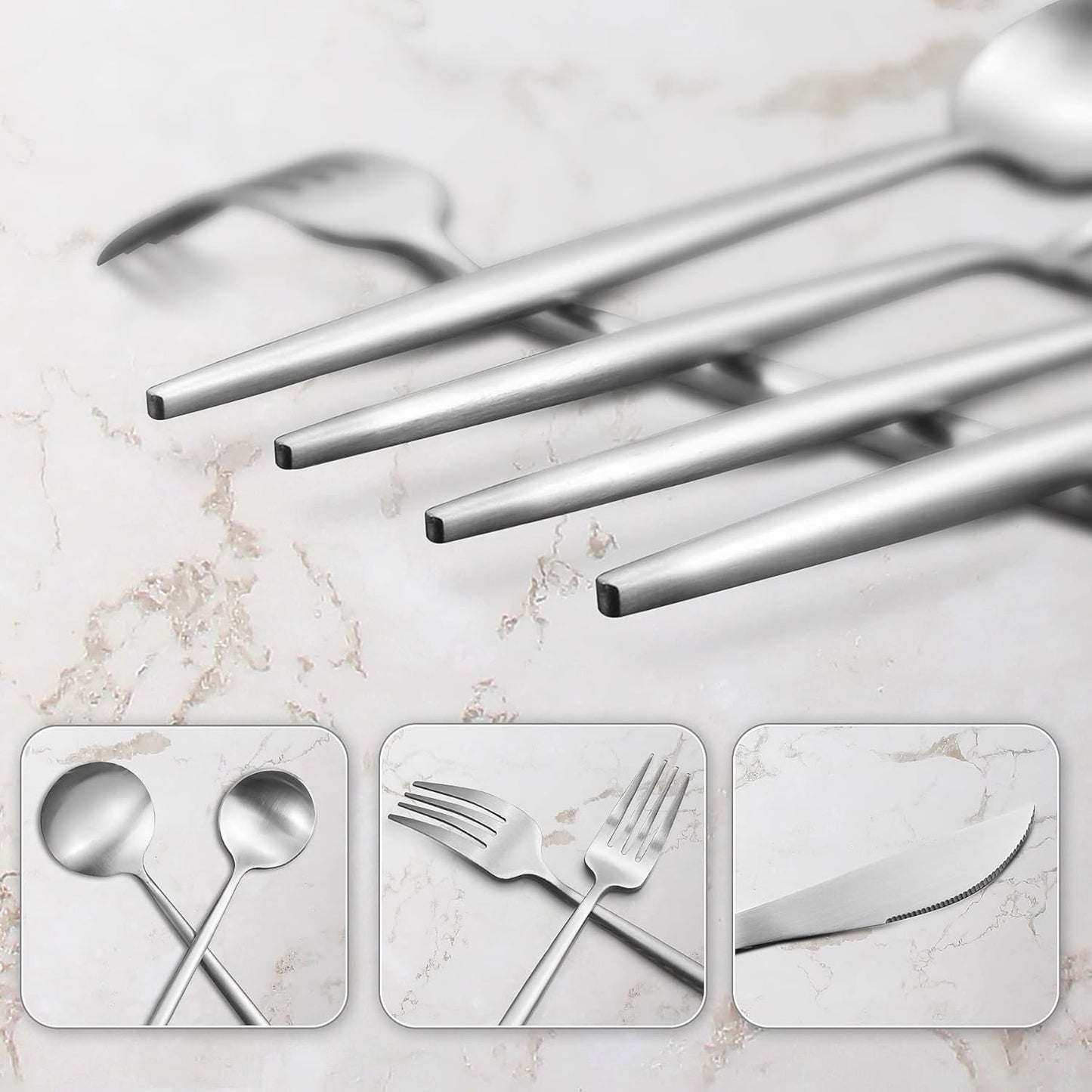 40-Piece Stainless Steel Flatware Set - 8-Piece Service, Satin Finished & Dishwasher Safe