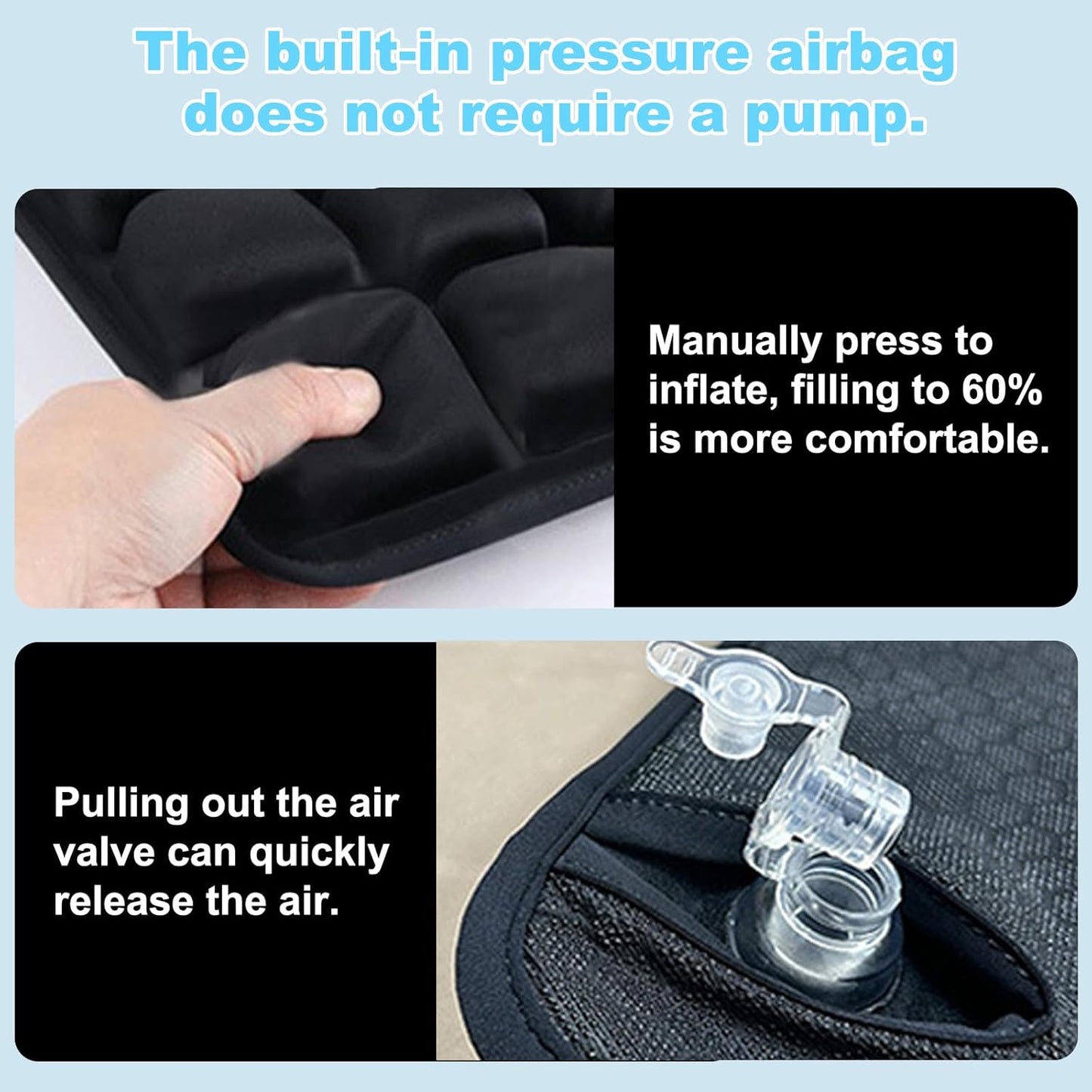 Travel Cushion Airplane Seat, Airplane Seat Cushion for Long Flights,Press Type Air Inflatable Wheelchair for Car,Office,Stadium,Ergonomic Comfort Support,Travel Seat Cushion