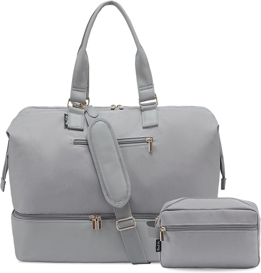 Weekender Bags for Women, Large Travel Duffel Bag with Shoes Compartment, Carry On Overnight Tote Bags with Toiletry Bag