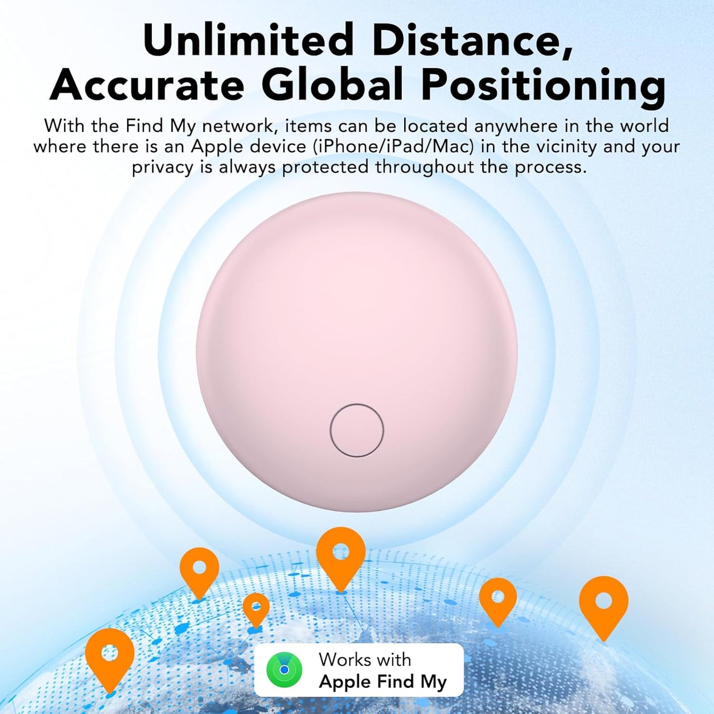 Air Tracker Tags 4-Pack, Item Finders Work for Apple Find My APP(iOS Only) Tracker Tags for Keys, Luggage, Bag etc,Replaceable Battery Last 1 Year, Loud Beep, IP68 Waterproof with Holder Keychain