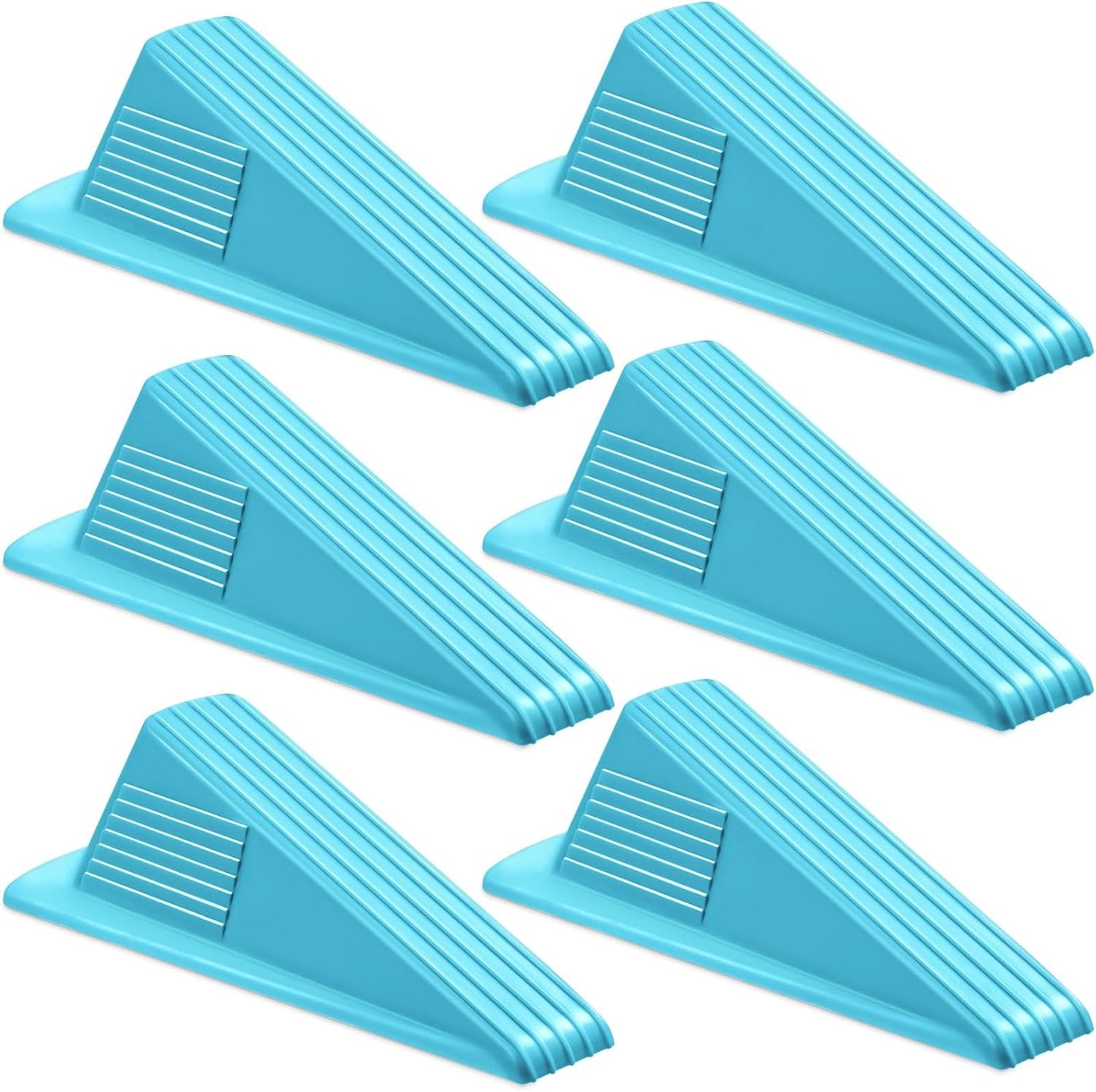 Frienda 6 Pcs Jumbo Door Stoppers Heavy Duty Door Stopper Tall up to 2inch Tall Wedge TPR Large Wedge Stackable Big Rubber Doorstop for Hotel Carpet Hardwood Concrete and Tile (Blue)