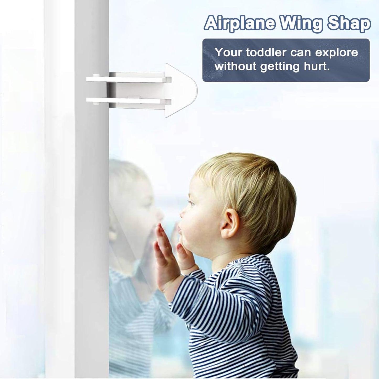 6-Pack Sliding Door Locks for Baby Safety, Viaky Child Cabinet Proofing Strong Adhesive Safety Latch for Sliding Closet/Shower/Patio/Window/Wardrobe (White)