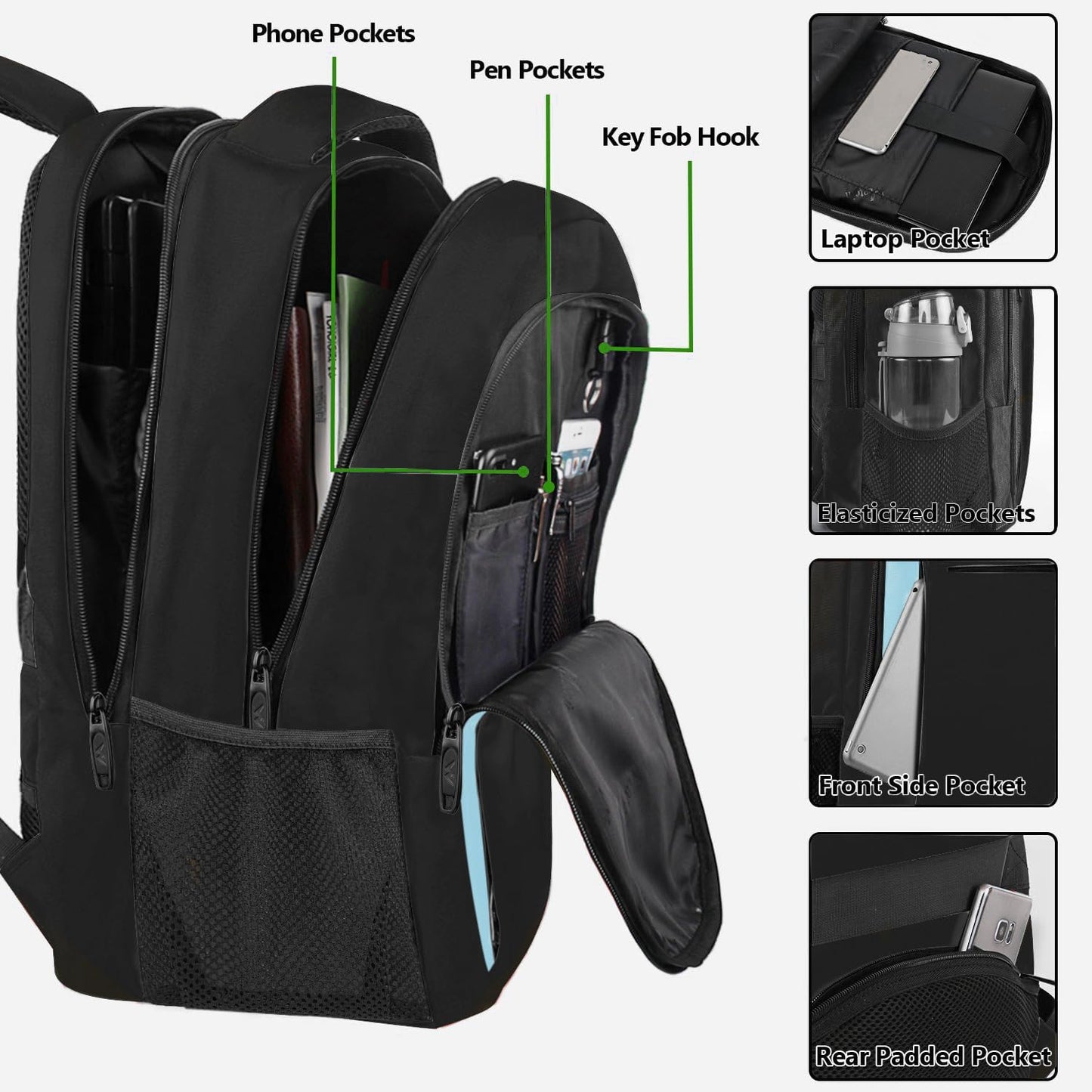 MATEIN Travel Laptop Backpack for Men, Business Anti Theft Slim Sturdy Laptops Backpack with USB Charging Port, Water Resistant College Computer Bag Gift for Women Fits 15.6 Inch Notebook