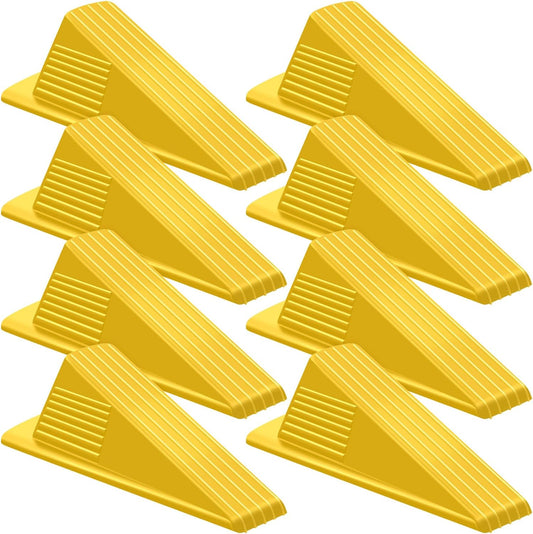 Frienda 8 Pcs Jumbo Door Stoppers Heavy Duty Door Stopper Tall up to 2inch Tall Wedge TPR Large Wedge Stackable Big Rubber Doorstop for Hotel Carpet Hardwood Concrete and Tile (Yellow)