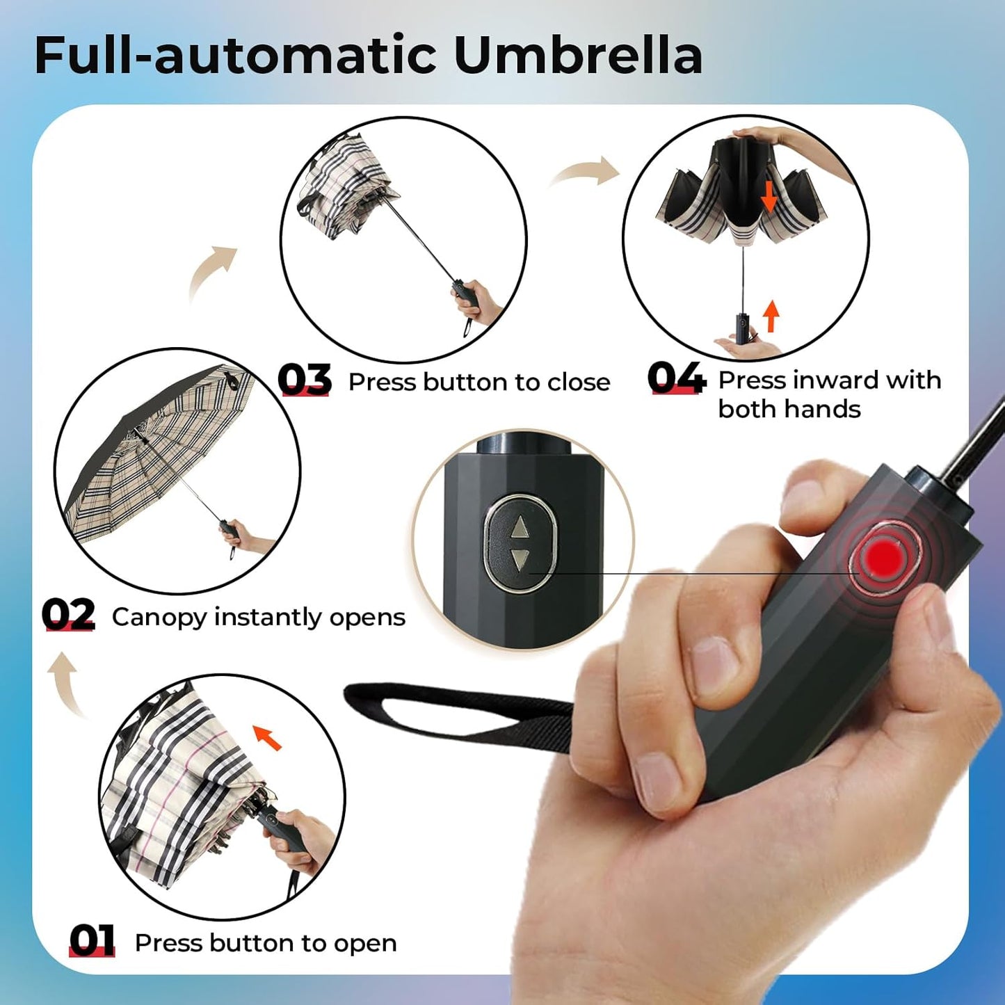 LLanxiry Compact Travel Umbrella, Mini Windproof Umbrellas for Rain & Sun, Small Lightweight Outdoor UV Umbrella, Portable Folding Umbrellas for Travel