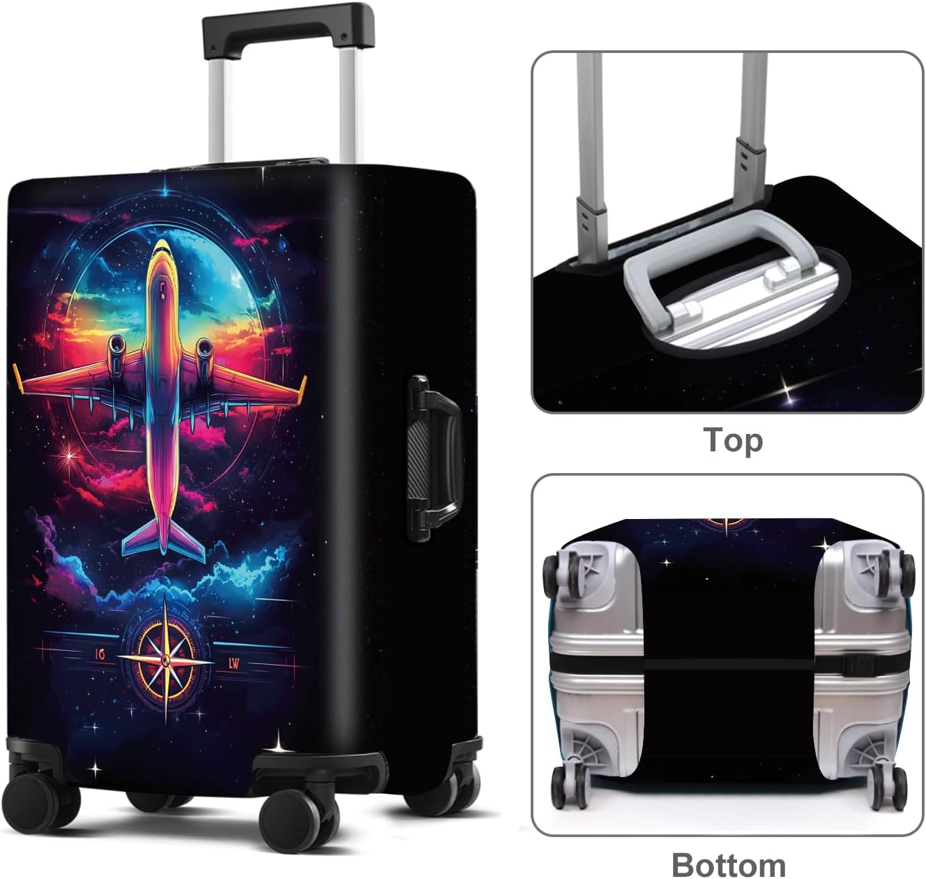 Luggage Cover Washable Suitcase Protector Anti-scratch Suitcase cover Fits 20-34 Inch Luggage (Aircraft, L(28-30inch suitcase))