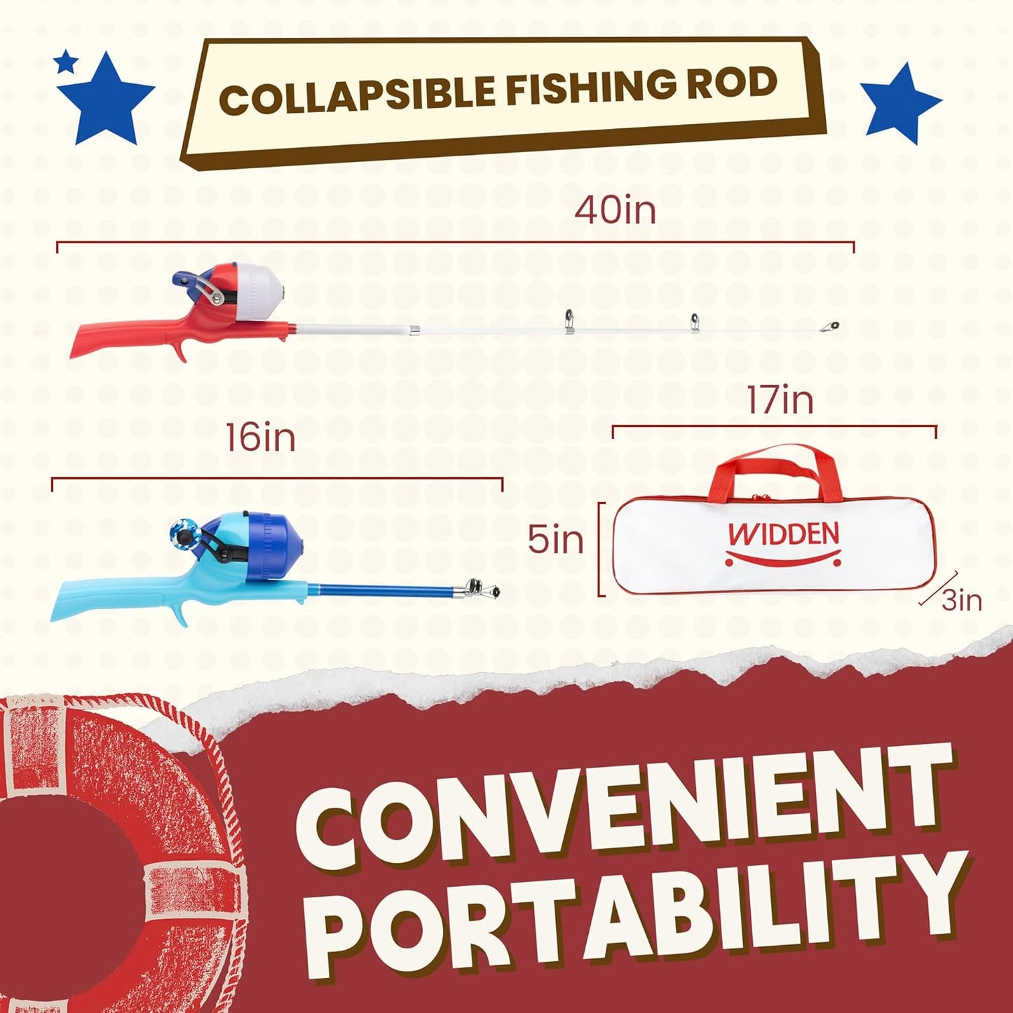 Kids Fishing Pole, Telescopic Fishing Rod, Toddler Collapsible Fishing Rod and Reel Combo with Tackle Box, Fishing Line, Bobber, and Soft Lures for Boy, Girl, Youth, Beginner, Over 4 Years Old