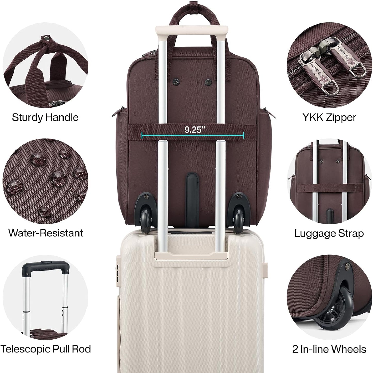 Hanke Softside Expandable Underseat Carry On luggage for Airplanes,Travel Luggage Rolling Bag Personal Item Bag Small Suitcase,Coffee,16-Inch