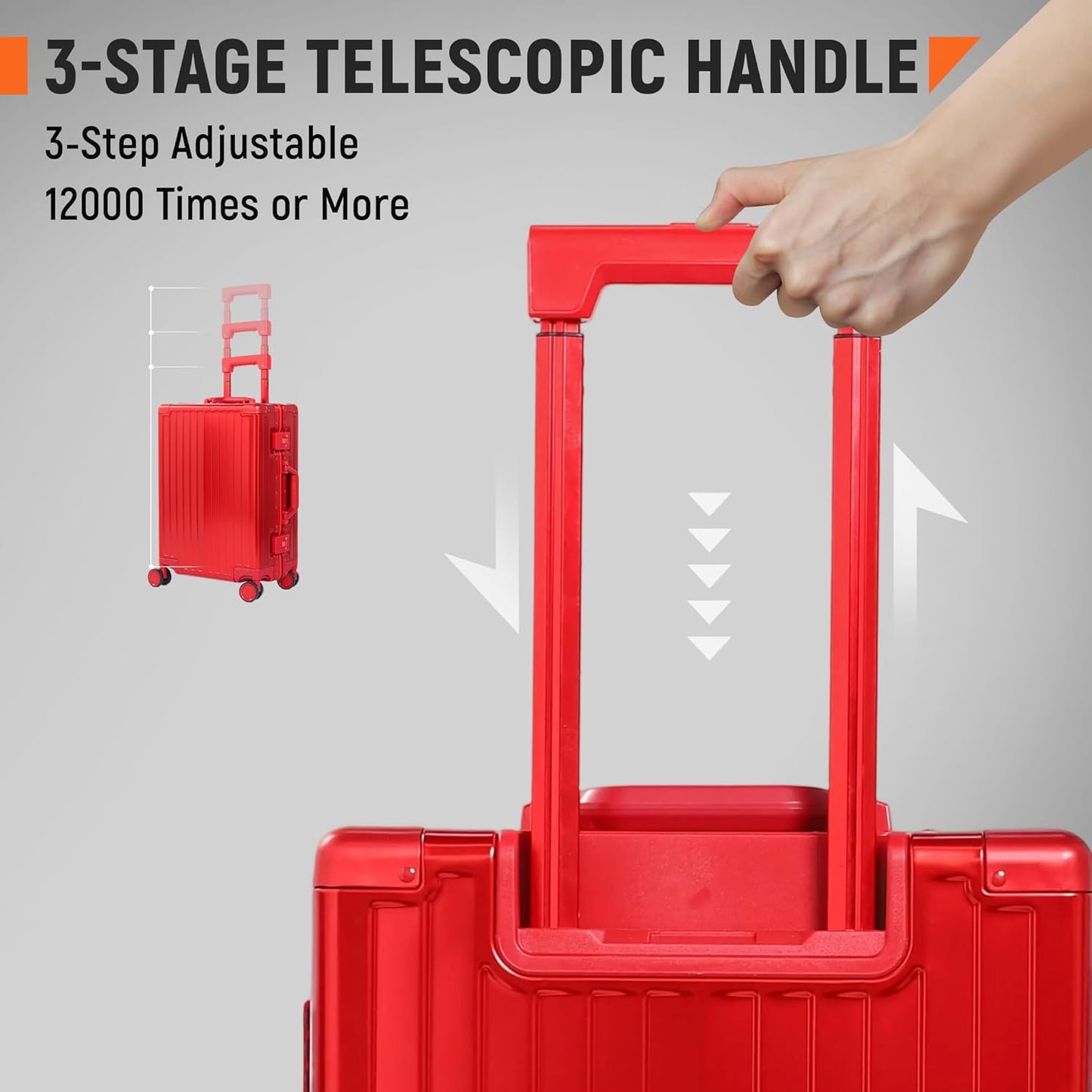 UrbanExplorer All Aluminum Carry On Luggage 22x14x9 Airline Approved Heavy Duty Hard Shell Suitcases Zipperless Suitcase with TSA Lock, Red, 20 Inch