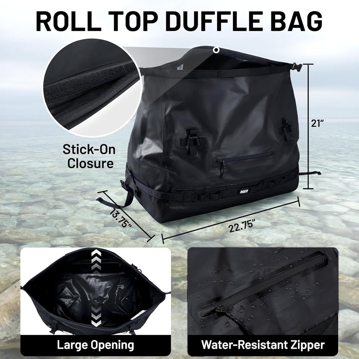 MIER Large Waterproof Duffel Bag Rolltop Dry Backpack Duffle Bags for Kayaking, Rafting, Boating, Swimming, Camping, Travel, Gym, Beach, 60L/80L