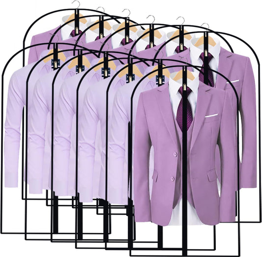 Garment Bags for Hanging Clothes 24'' x 40'' (Set of 12) Coat Covers for Closet Foldable Washable Dress Bags for Hanging Clothes for Long Dress Dance Costumes Suits Gowns Coats