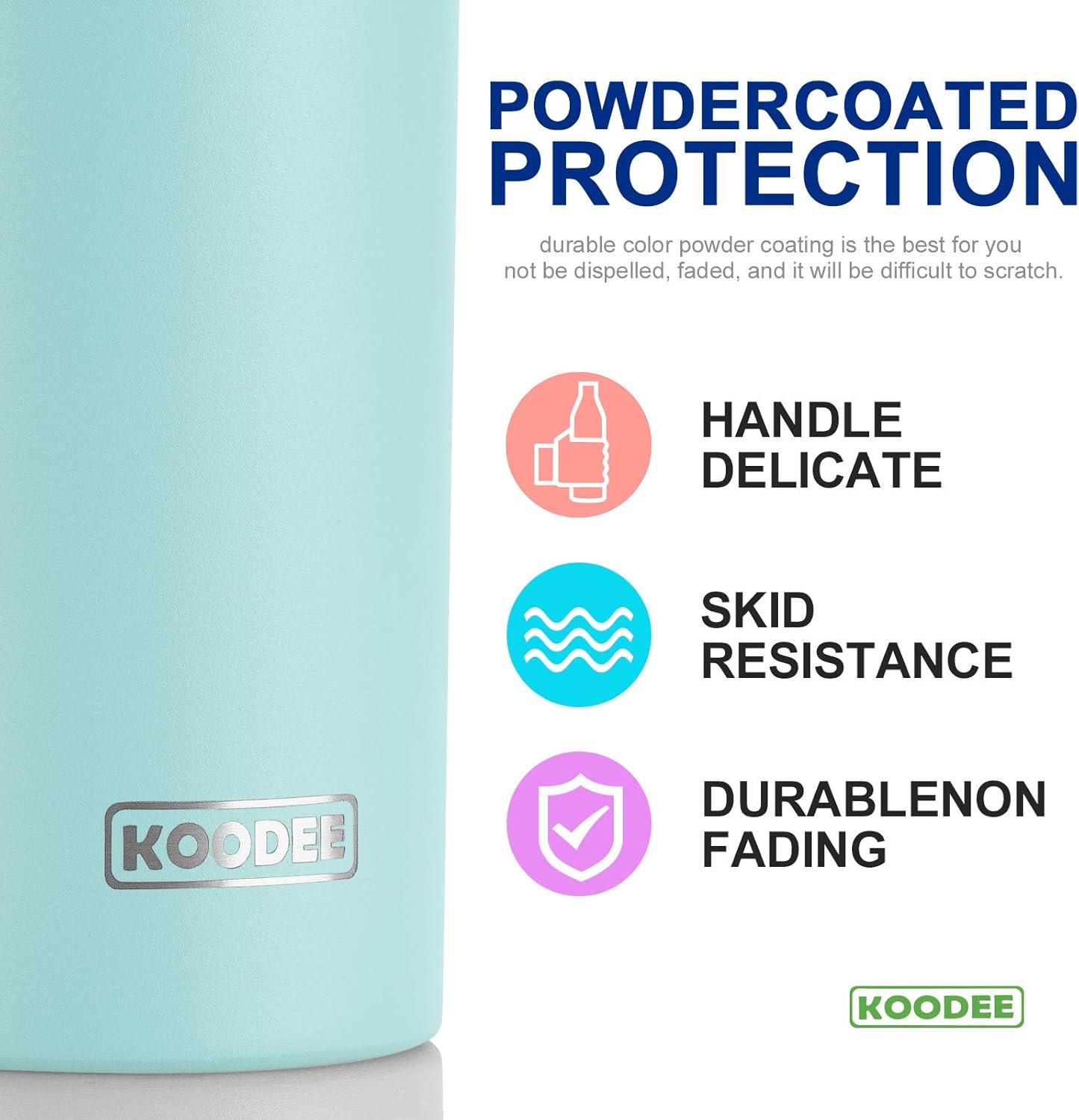 koodee 20 oz Stainless Steel Skinny Tumbler Double Wall Insulated Slim Water Tumbler Cup for Coffee, Tea (Baby Blue)