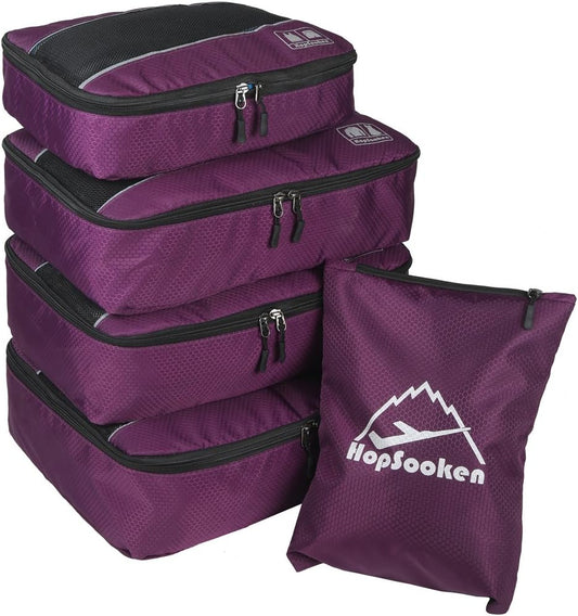 5 Set Packing Cubes for Travel Large Suitcase Luggage Organizer Bags Travel Accessories Vacation 4 Cubes 1 Laundry Pouch Bag