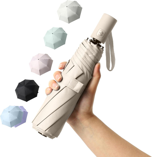 BAODINI Small UV Protection Travel Umbrella Compact for Rain and Sun UPF 50+ 41 inch Portable Umbrella for Women and Men