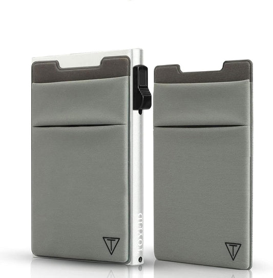 Slim Wallet for Men and Women,Pop Up Credit Card Wallet Metal Minimalist Cards Holder with Money Pocket,Small Ultralight Aluminum RFID Blocking Wallets 6-12 Card Capacity,Silver