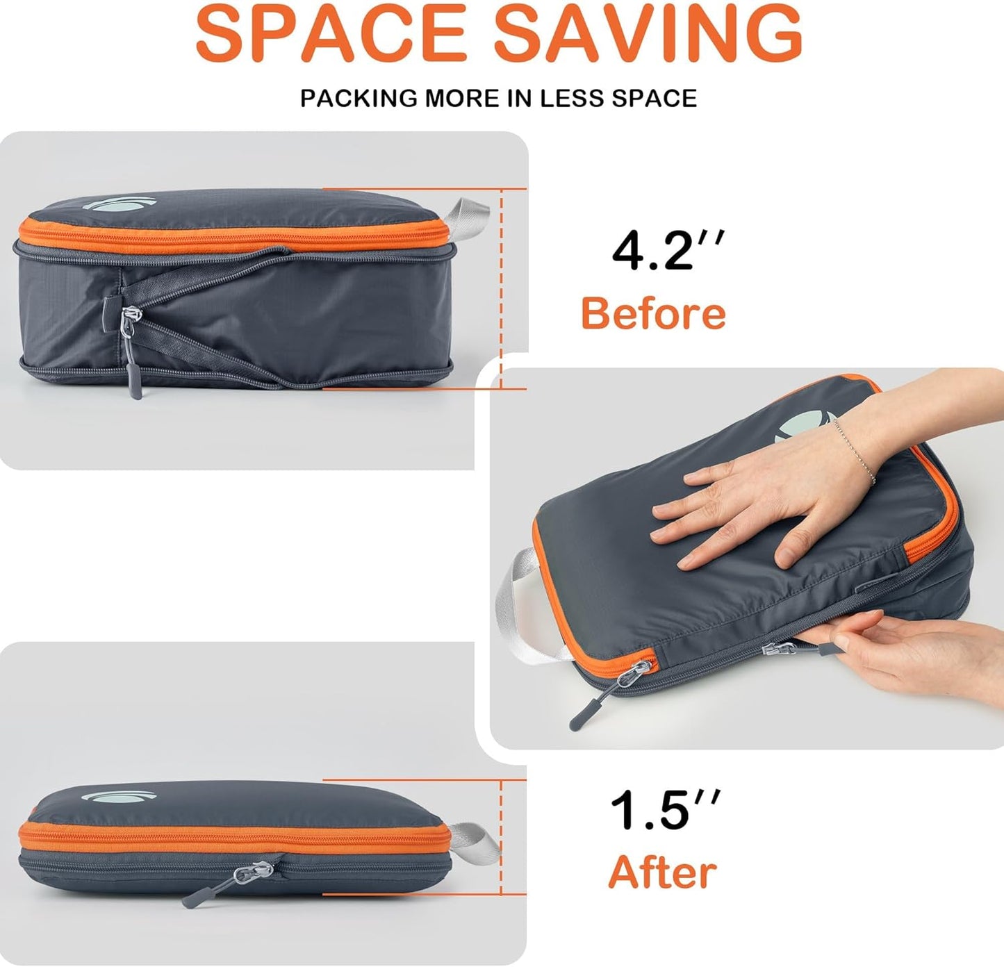 Cipway Compression Packing Cubes, Ultralight Luggage Organizer Bags with Laundry Bags and Clear Toiletries Bag, Travel Essentials for Carry on Suitcase (6 Piece,Gray)